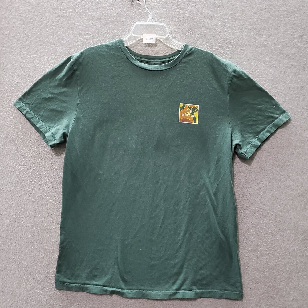 Brixton Men T-Shirt 2XL Green Alpha Square Sunset Logo Graphic Short Sleeve